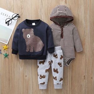 3PCS BABY BOY LONG-SLEEVE ANIMAL PRINT BABY’S SETS